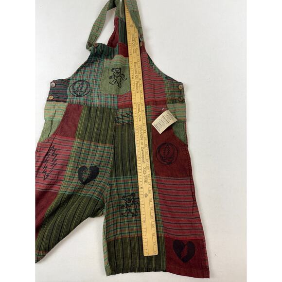 Offical Grateful Dead Patchork Overall Bib Shorts Women's M Hippie Boho Festival - Picture 4 of 14